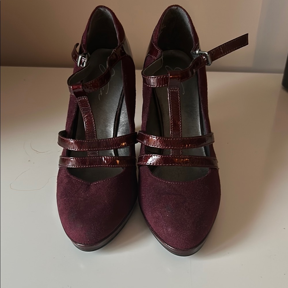 Women's Burgundy Strap Heels